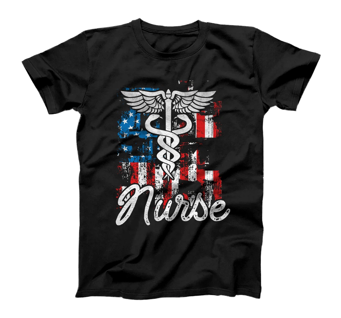 Nurse Heartbeat United States Flag Paramedic USA Patriot T-Shirt