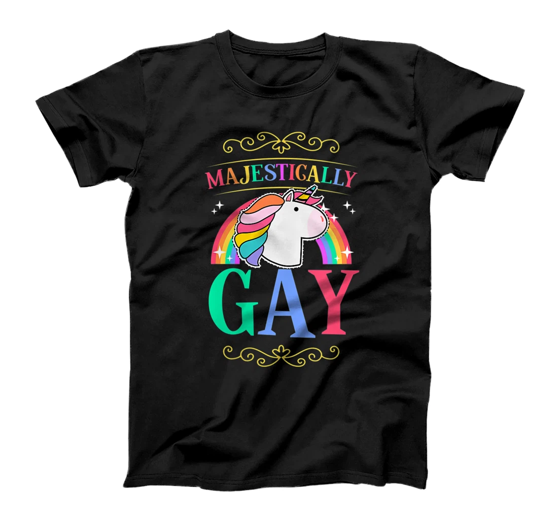 Womens Majestically Gay LGBTQ Pride Flag Unicorn Queer Aesthetic T-Shirt, Women T-Shirt