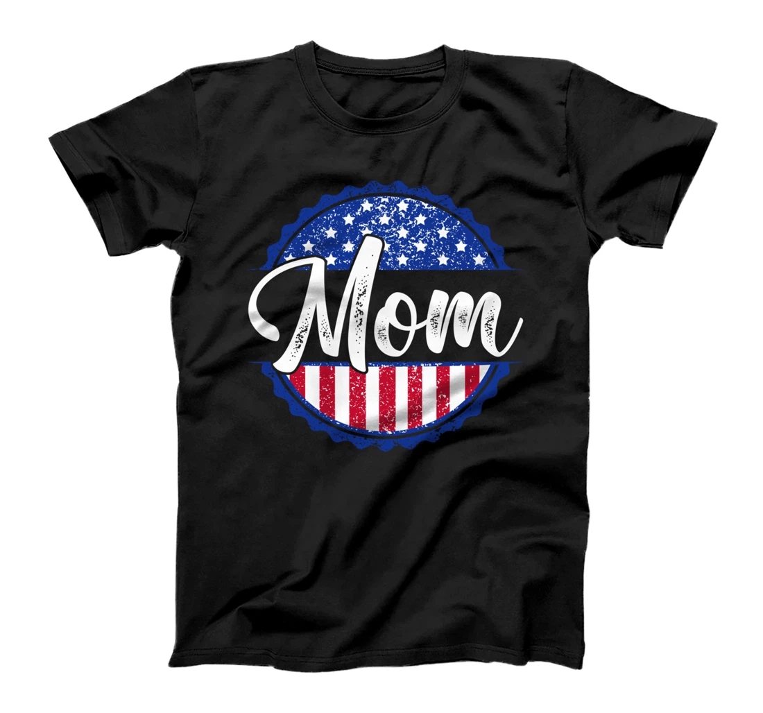 Mom 4th Of July Patriotic Simple Flag Circle T-Shirt