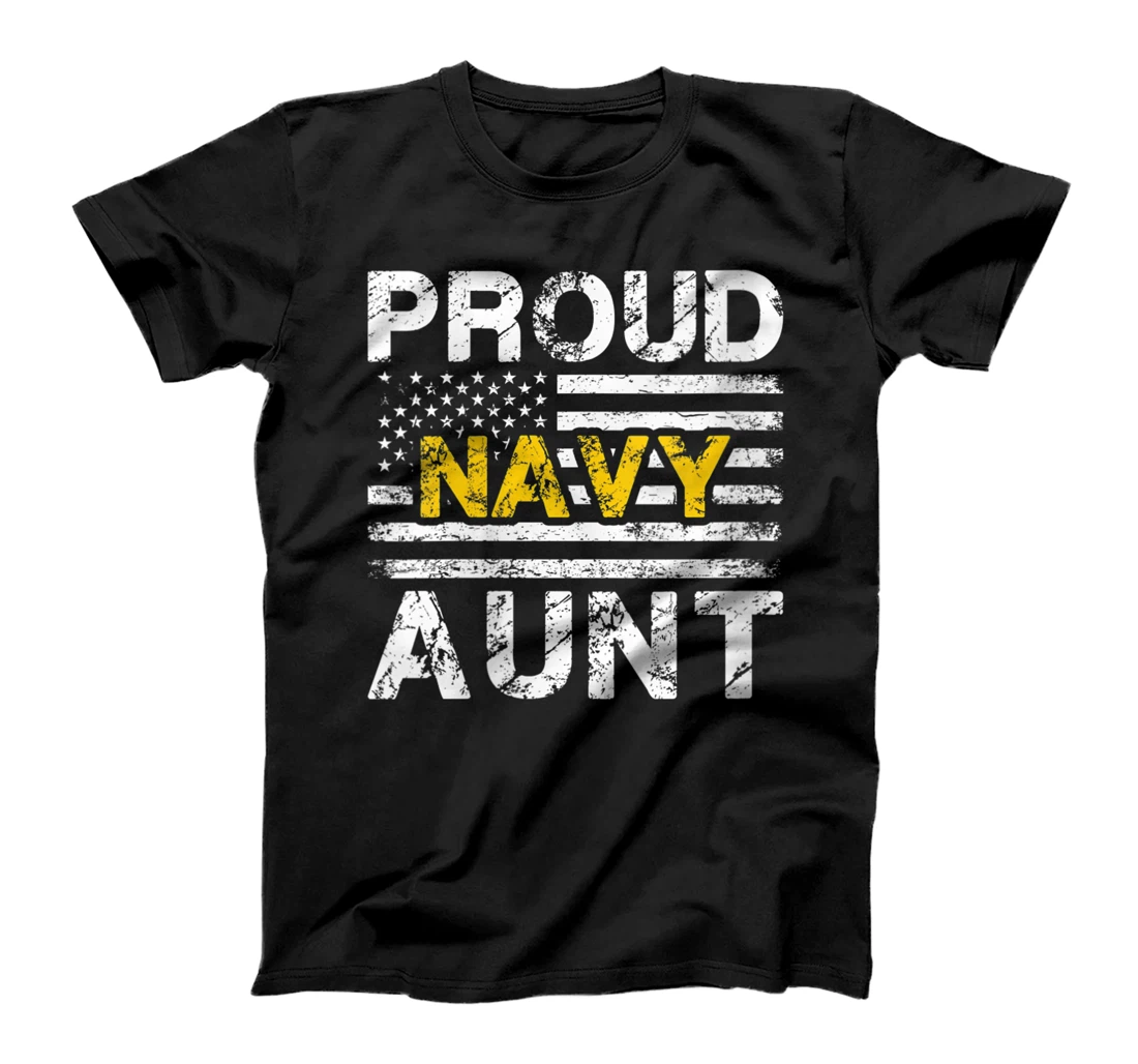 Womens Proud Navy Aunt US Flag Family Military Appreciation Graphic T-Shirt, Women T-Shirt