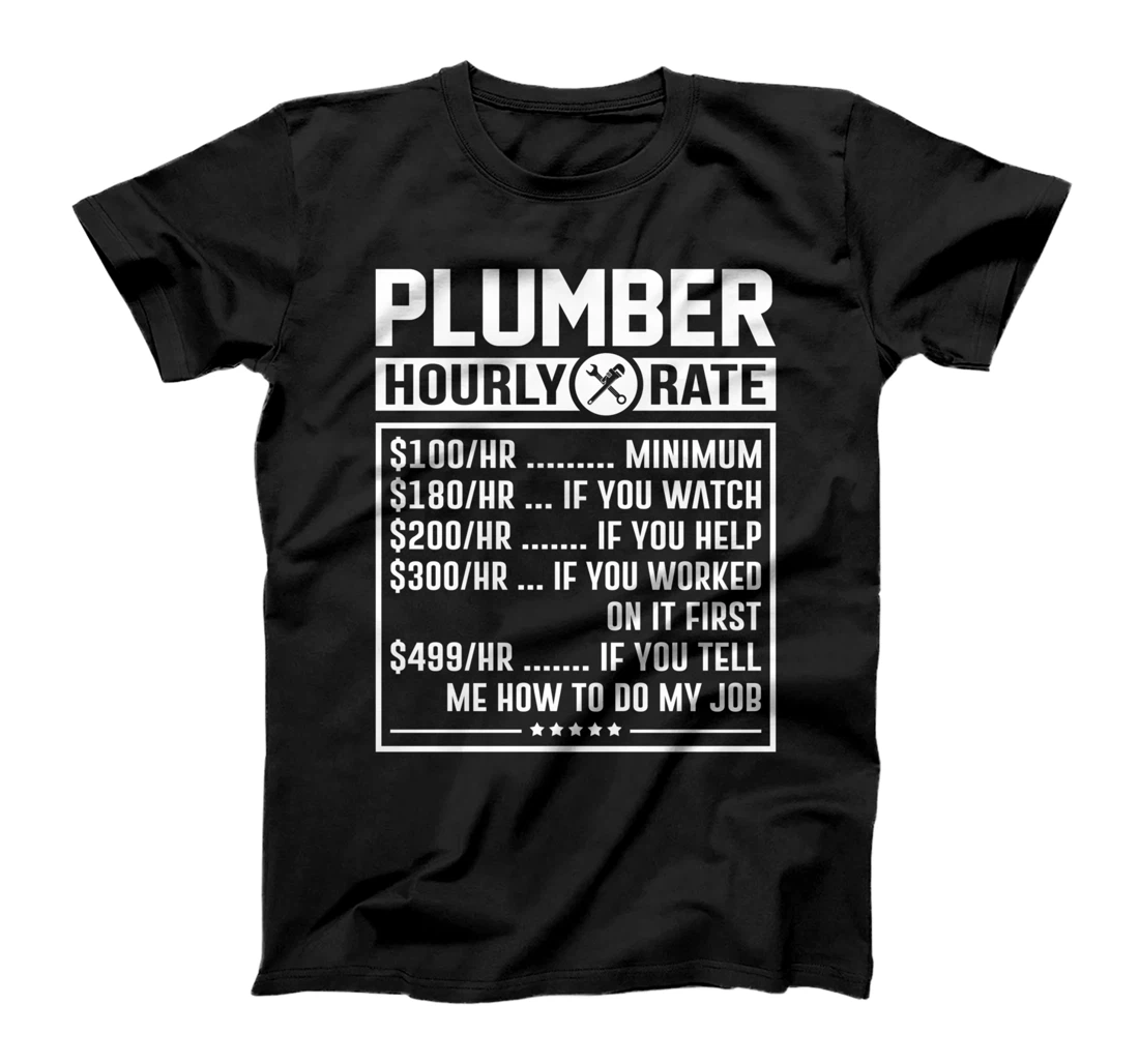 Funny Plumber Hourly Rate Labor Price Chart T-Shirt