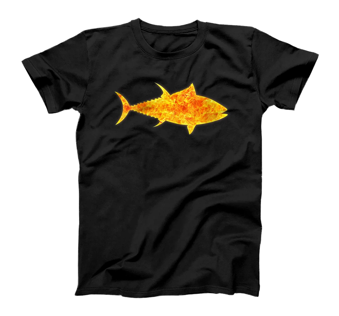 Womens Shark Fish Fire Flames Burning T-Shirt, Women T-Shirt