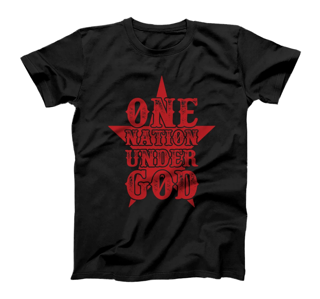 One Nation Under God Patriotic 4th Of July Star Design Red T-Shirt