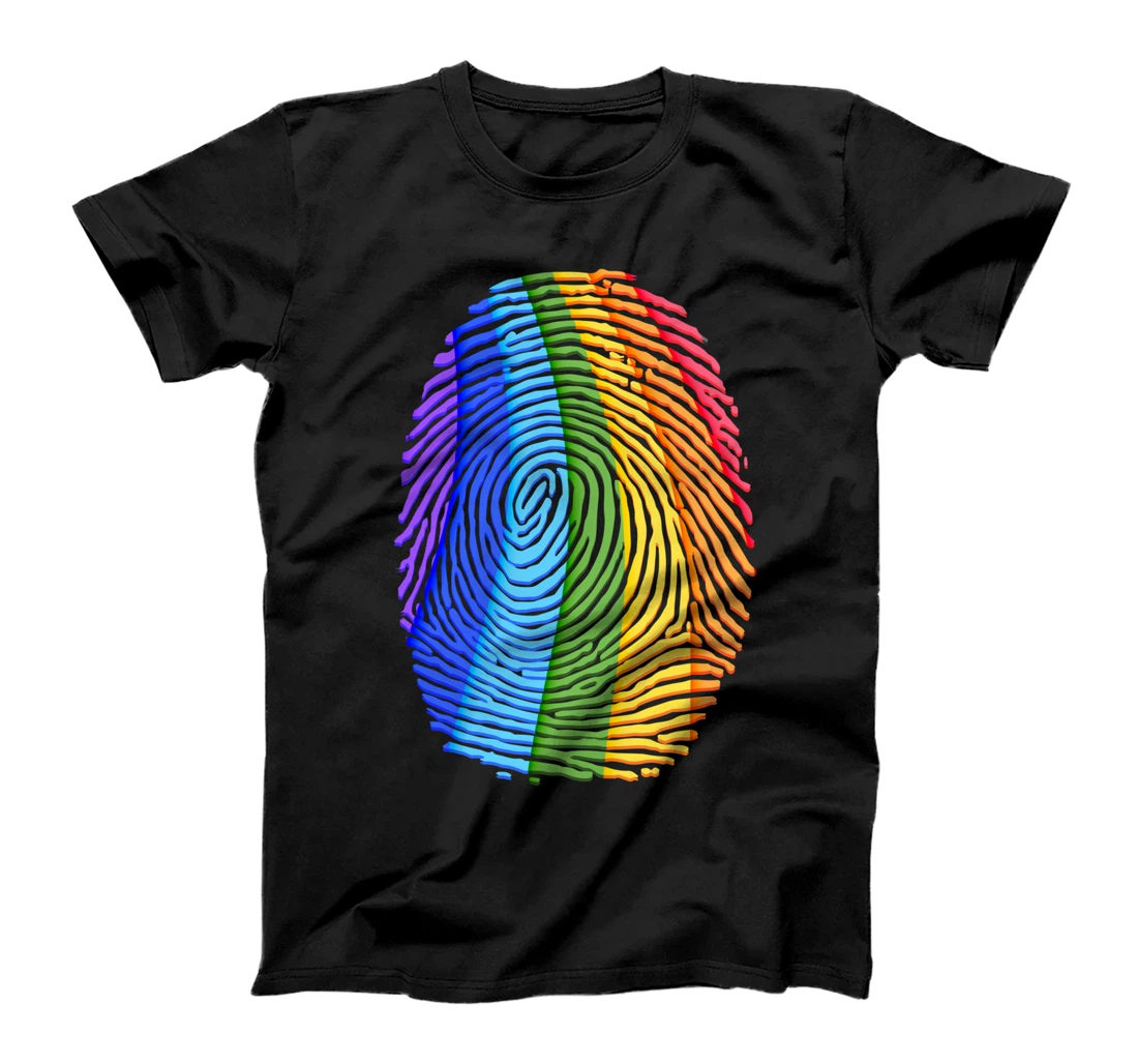 LGBT Rainbow Pride Flag Fingerprint Queer Gay Gift LGBT T-Shirt