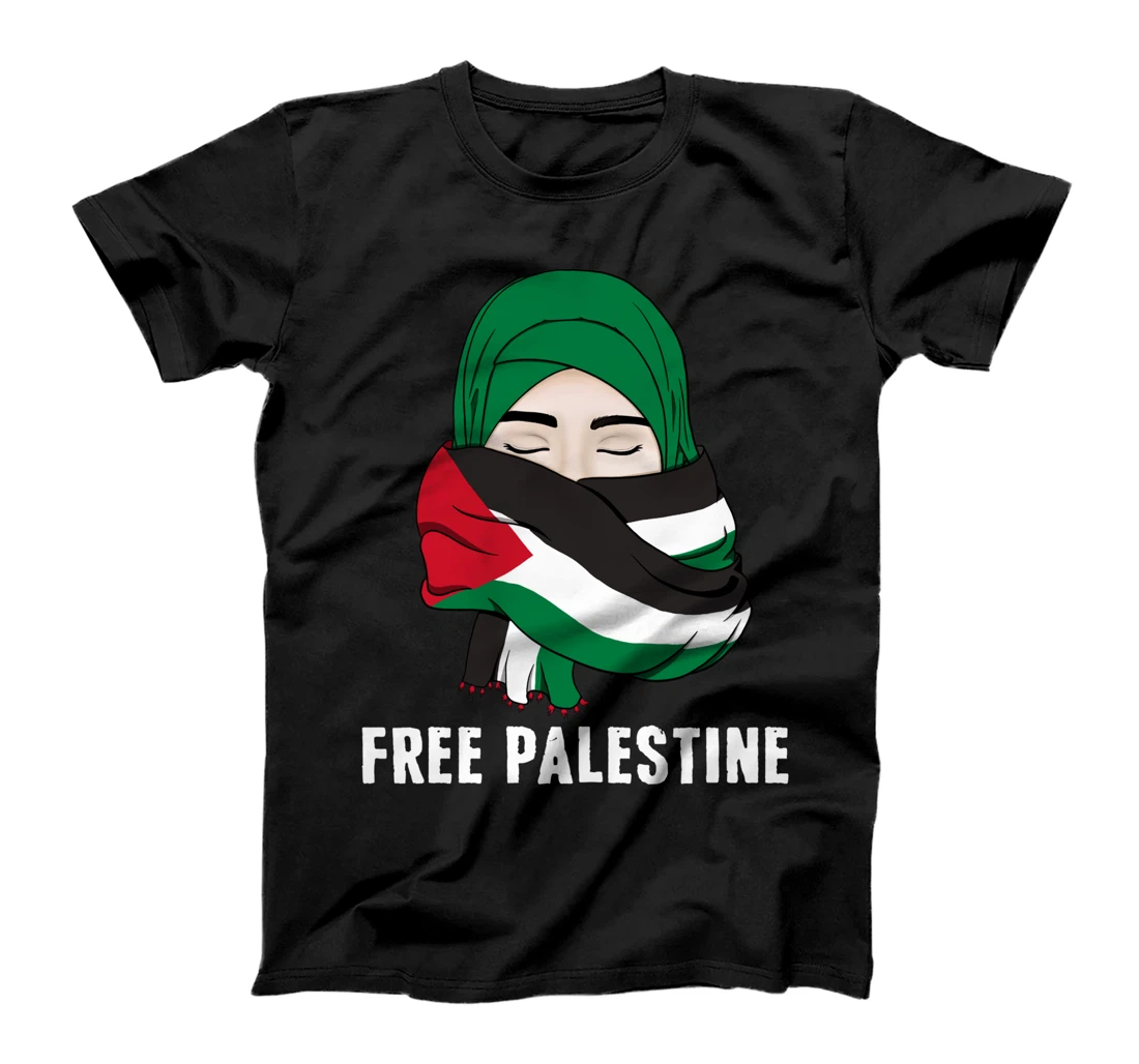 Free Palestine Stand With Gaza Flag Arabic Scarf Tee Women T-Shirt