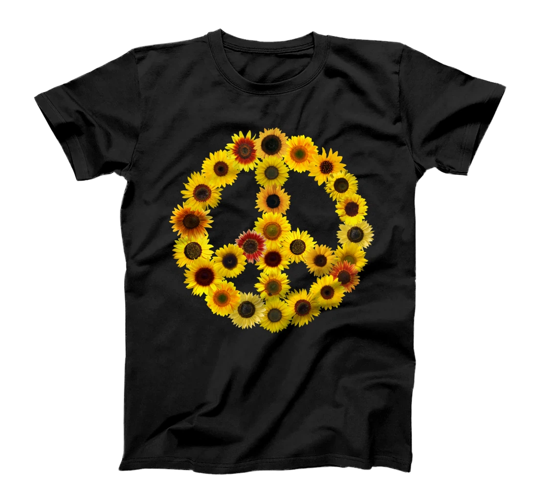 Sunflowers Peace Sign 60s 70s Love Kindness Yellow Sunflower T-Shirt