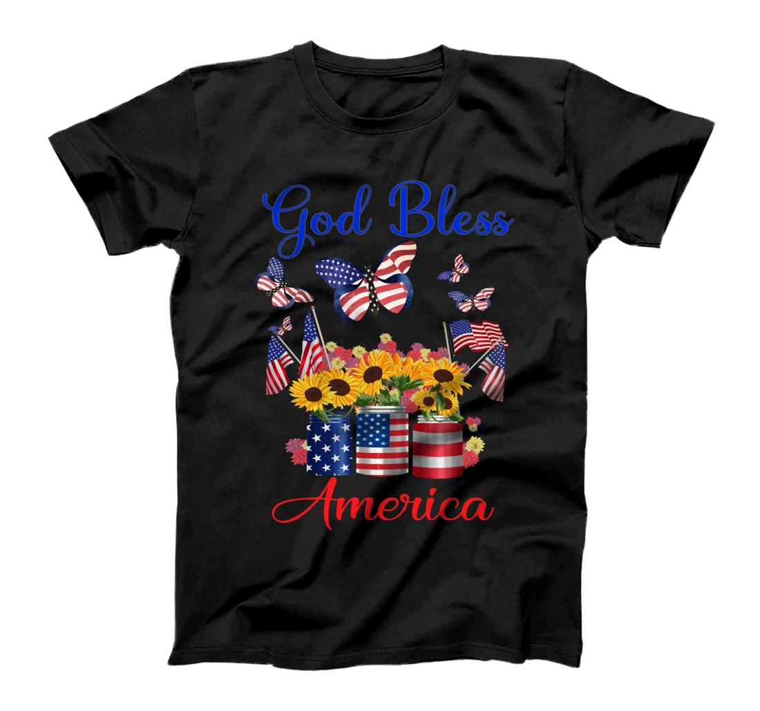 4th of July Independence Day American Flag Butterfly Womens T-Shirt