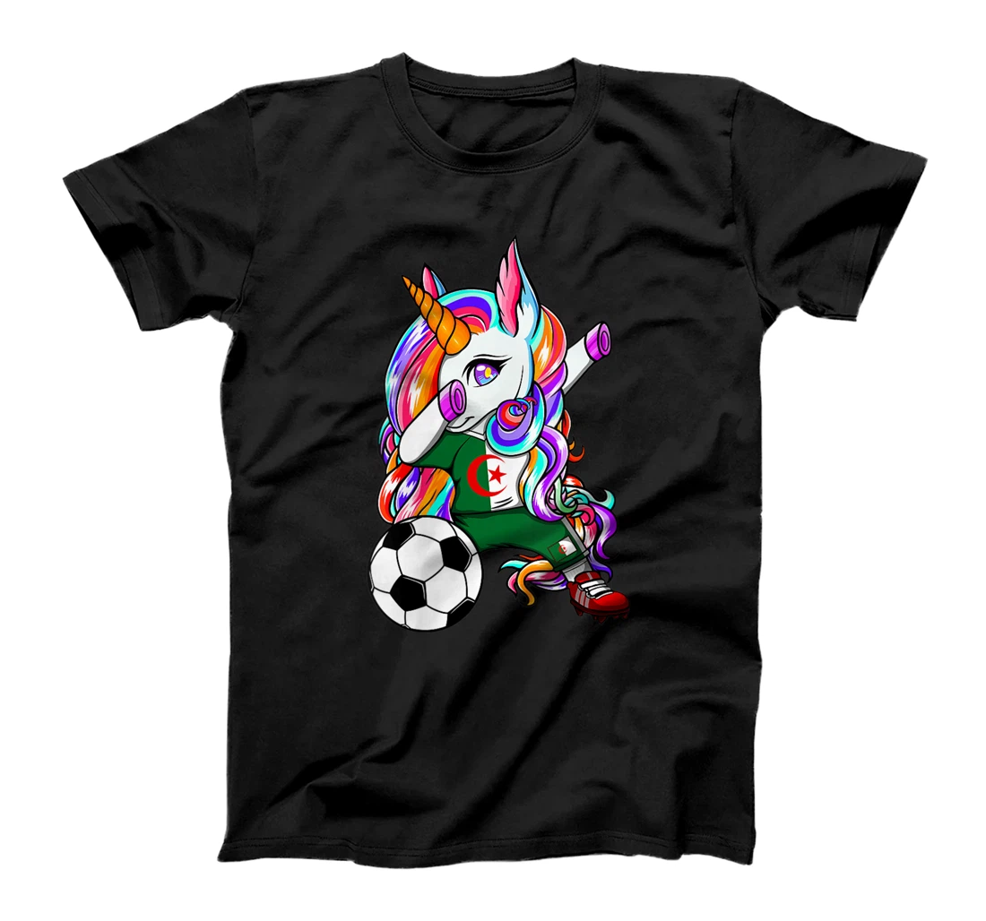 Womens Dabbing Unicorn Algeria Soccer Fans Jersey Algerian Football T-Shirt, Women T-Shirt