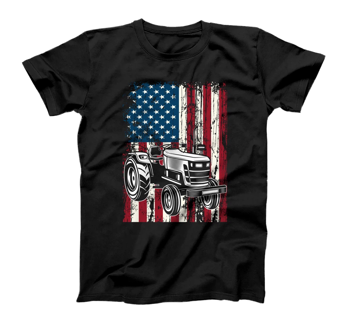 Tractor American Flag 4th of July Farmer Farming Patriotic T-Shirt