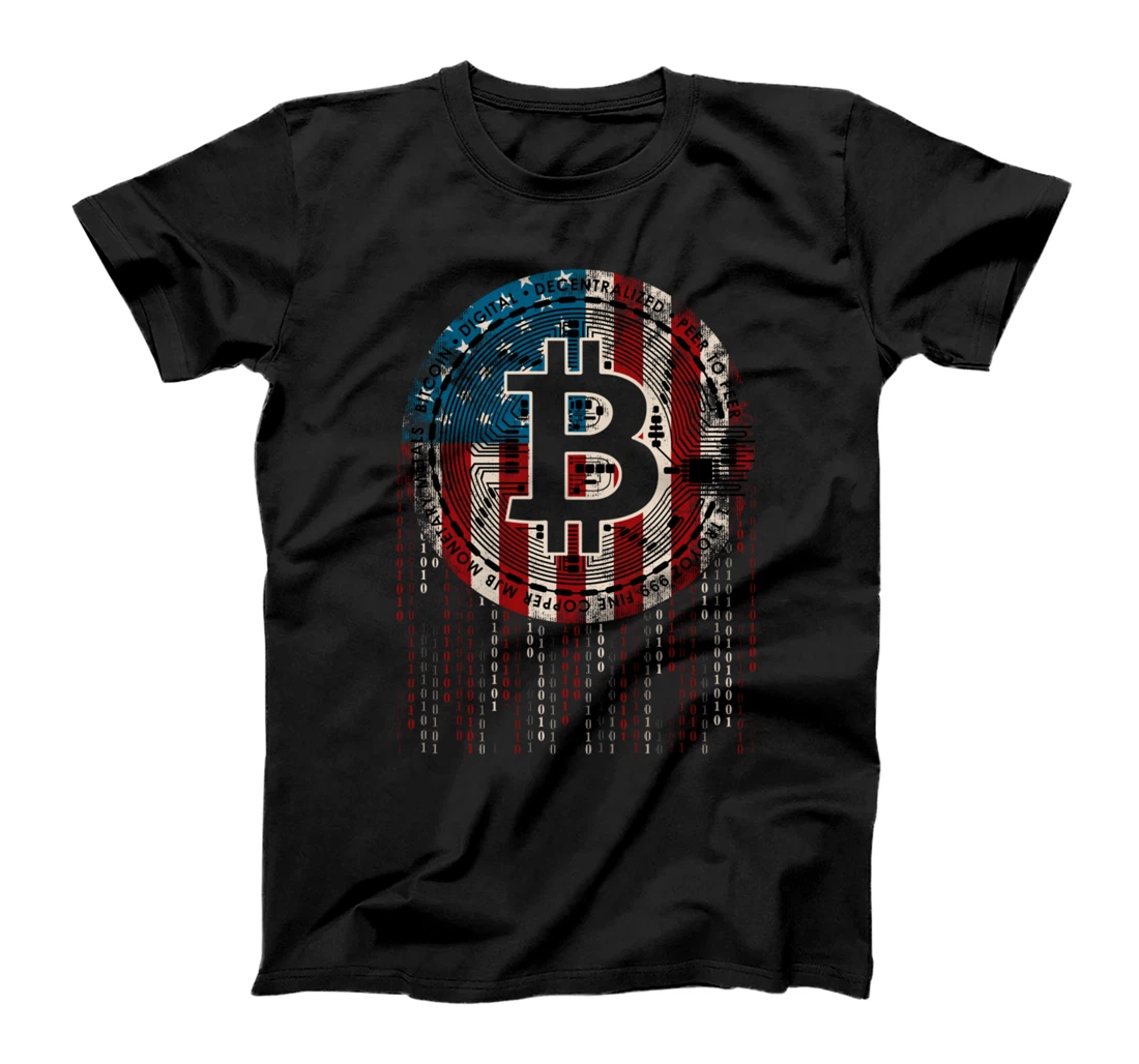 Bitcoin for Crypto-currency Traders and Investors USA Flag T-Shirt