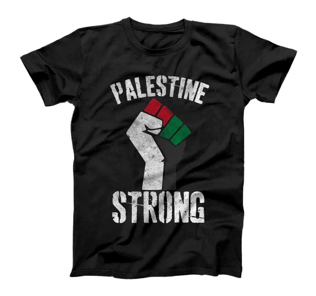 Palestine Strong Flag Stand With Free Gaza Scarf Arabic Tee T-Shirt