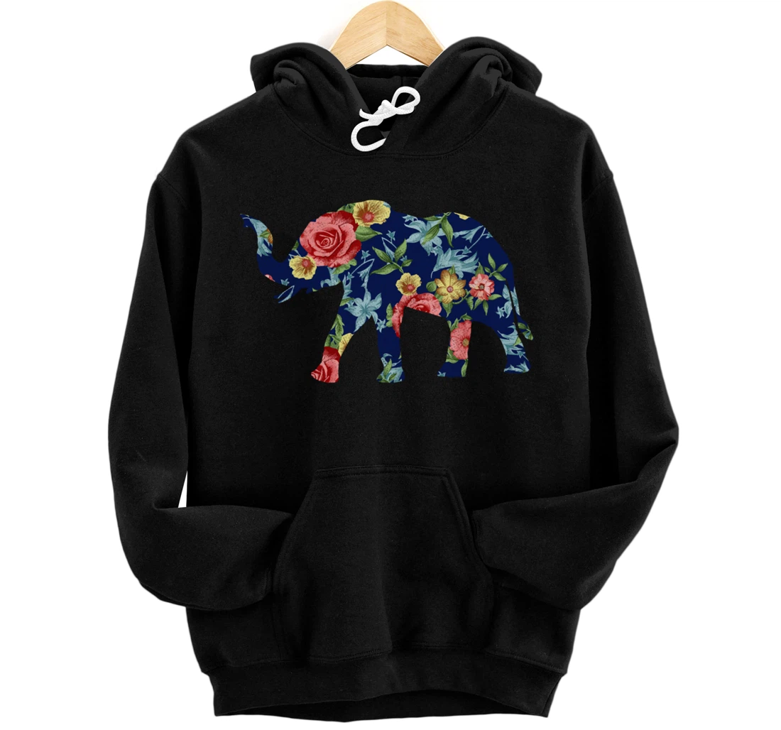 Personalized Cute Flower Elephant Pullover Hoodie