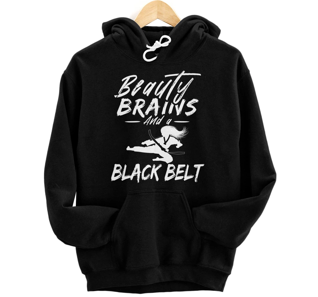 Personalized Taekwondo Girl Beauty and Brain Instructor Trainer Fighter Pullover Hoodie