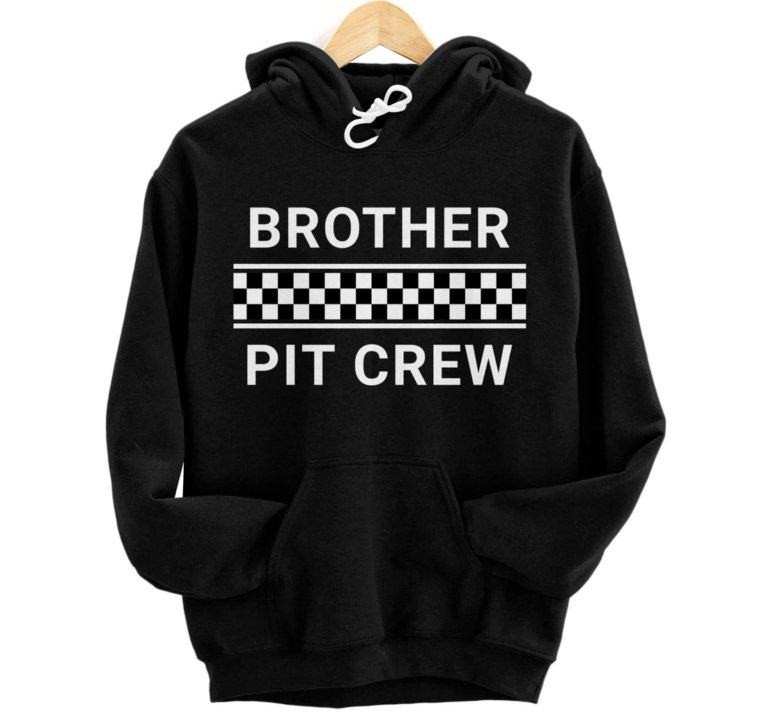 Personalized Checkered Brother Pit Crew Family Matching Pullover Hoodie