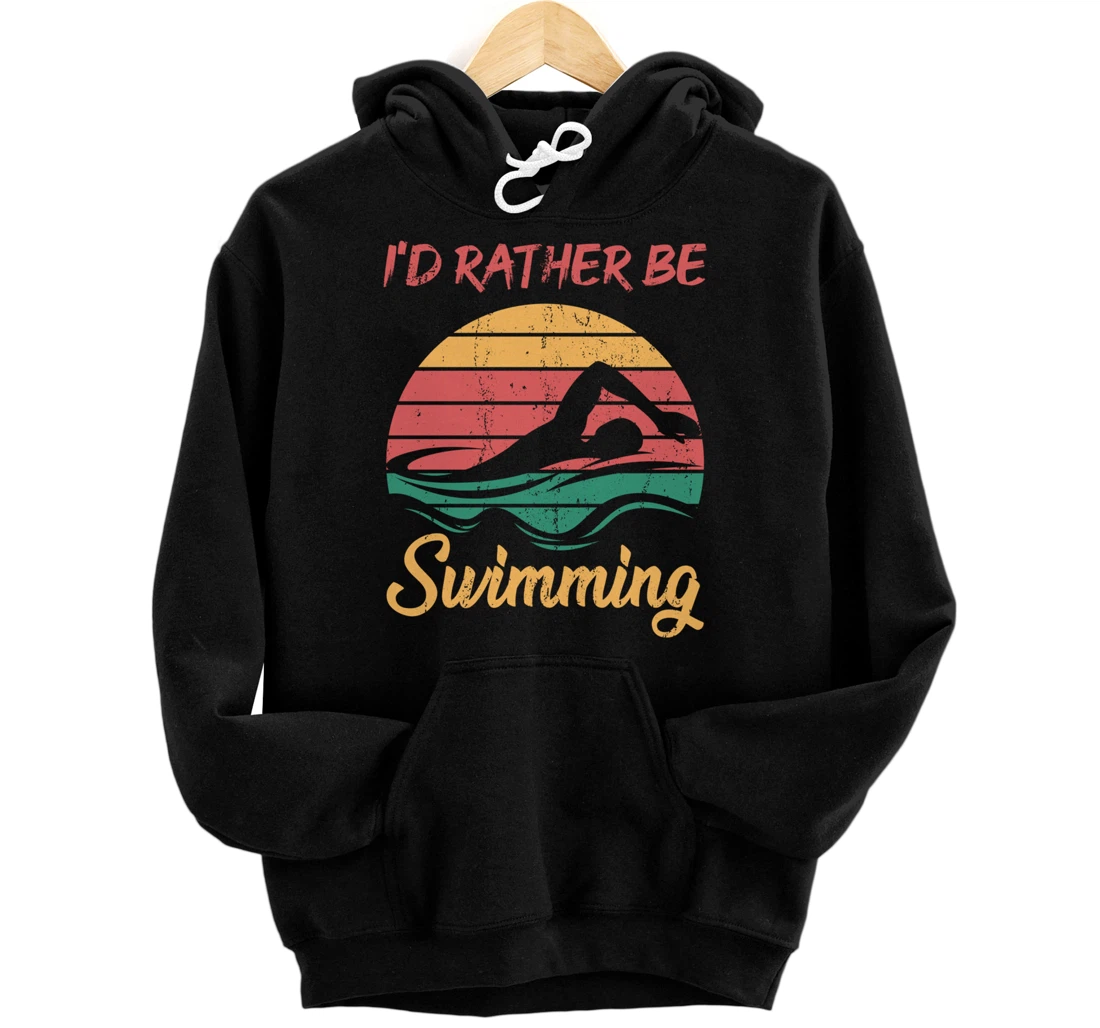 Personalized Swim Lover Swimmer Aquatic Sport Athlete Retro Swimming Pullover Hoodie