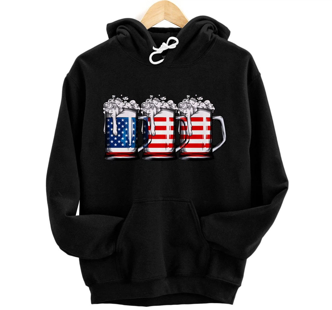 Beer 4th Of July Men Women American Flag Drinking Mug Gifts Pullover Hoodie