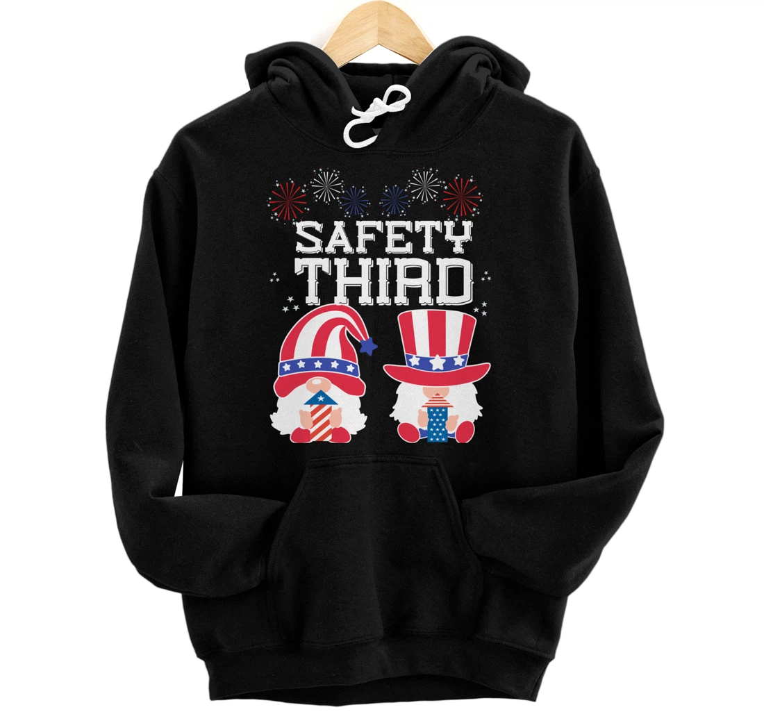 Personalized Safety Third Fireworks Day of Independence 4th July Gnomes Pullover Hoodie