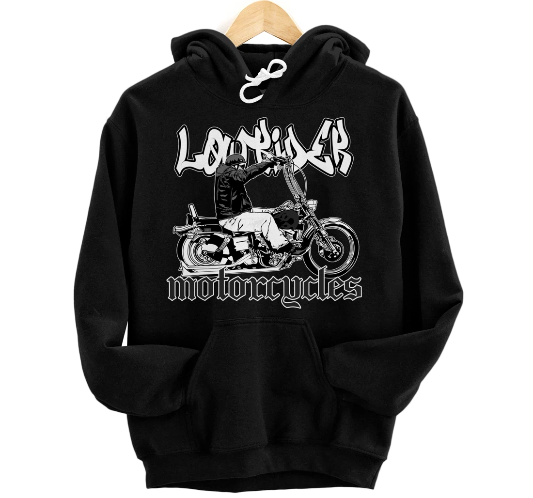 Personalized Mens Chicano Biker. Latino Cholo Bike lowrider Motorcycles Pullover Hoodie