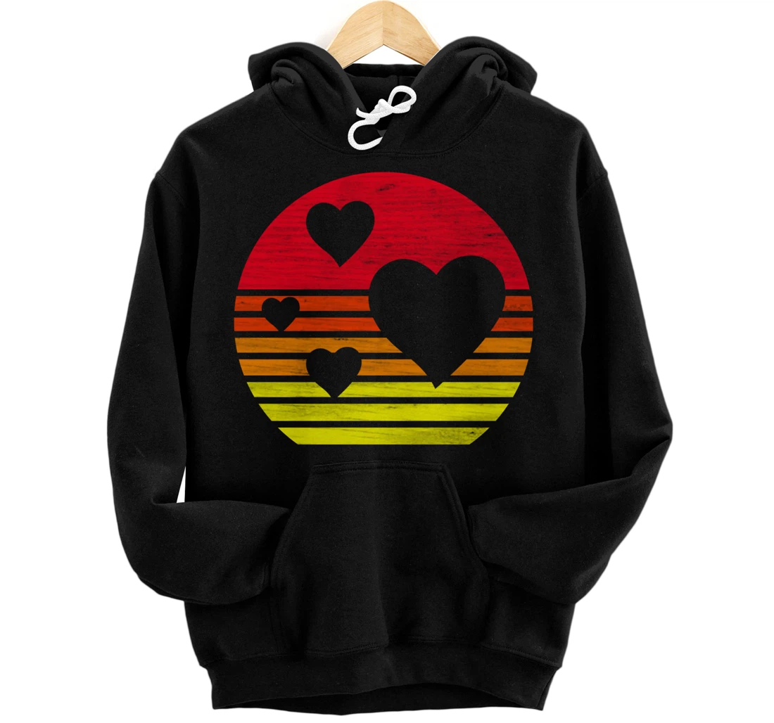 Personalized Retro hearts Valentines Day Pullover Hoodie