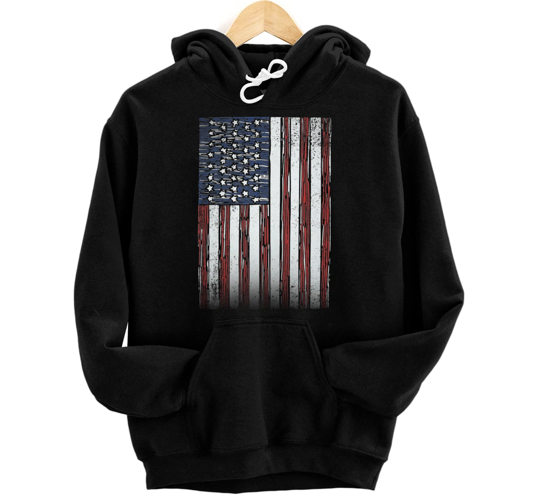 Personalized Freedom Independence Day Distressed Flag Pullover Hoodie