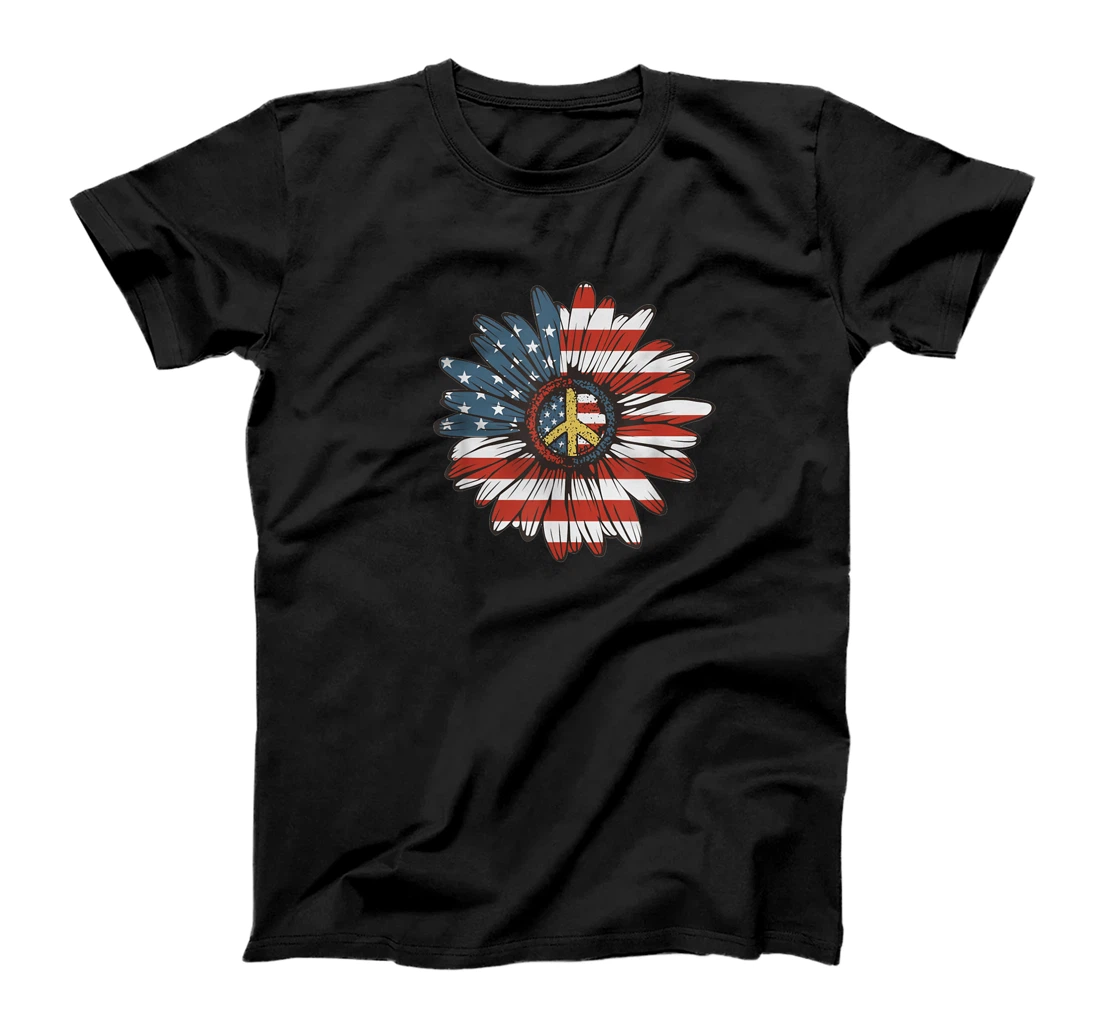 4th of July Sunflower T-Shirt, Women T-Shirt Flag USA American tshirt T-Shirt, Women T-Shirt