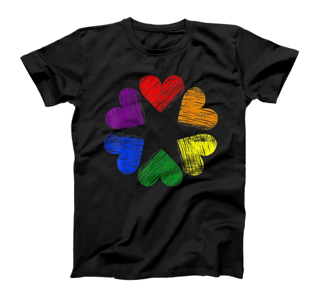 Rainbow Circle Of Hearts Love Gay Pride LGBT T-Shirt, Women T-Shirt