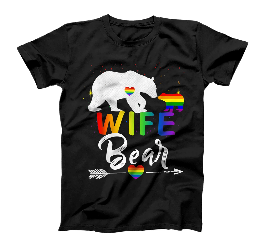 LGBT Wife Bear Gay Pride Equal Rights Rainbow Wife Love Hug T-Shirt, Kid T-Shirt and Women T-Shirt