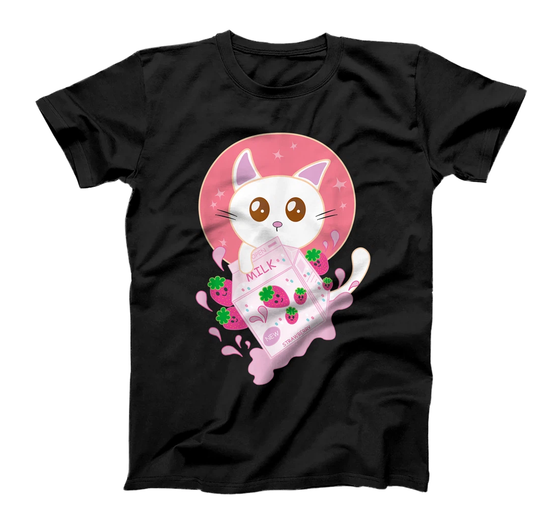 Kawaii Cat Strawberry Milk T-Shirt, Kid T-Shirt and Women T-Shirt