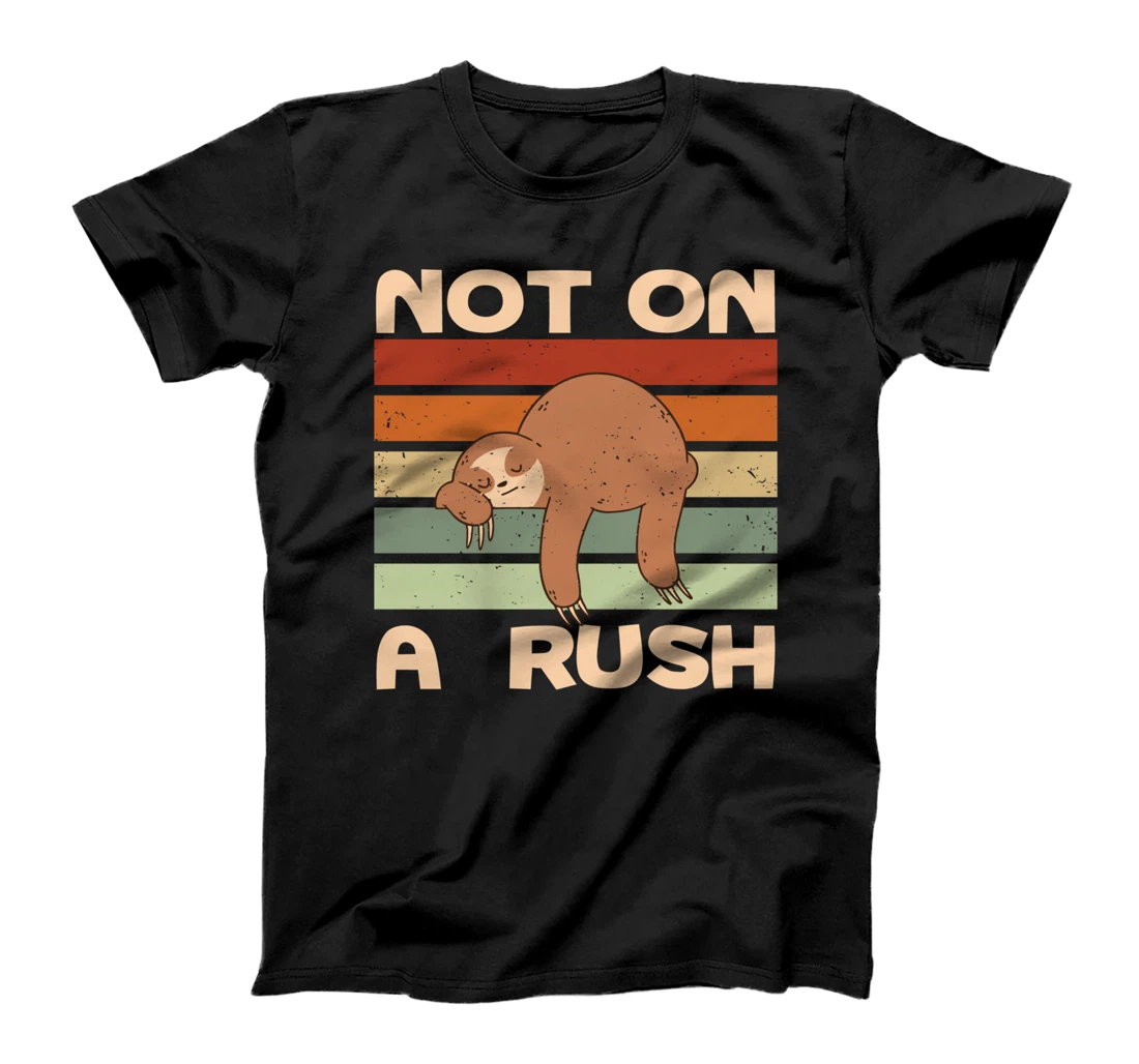 Not On A Rush Sloth Hiking Sloth Lover Hiker Lazy Camping T-Shirt