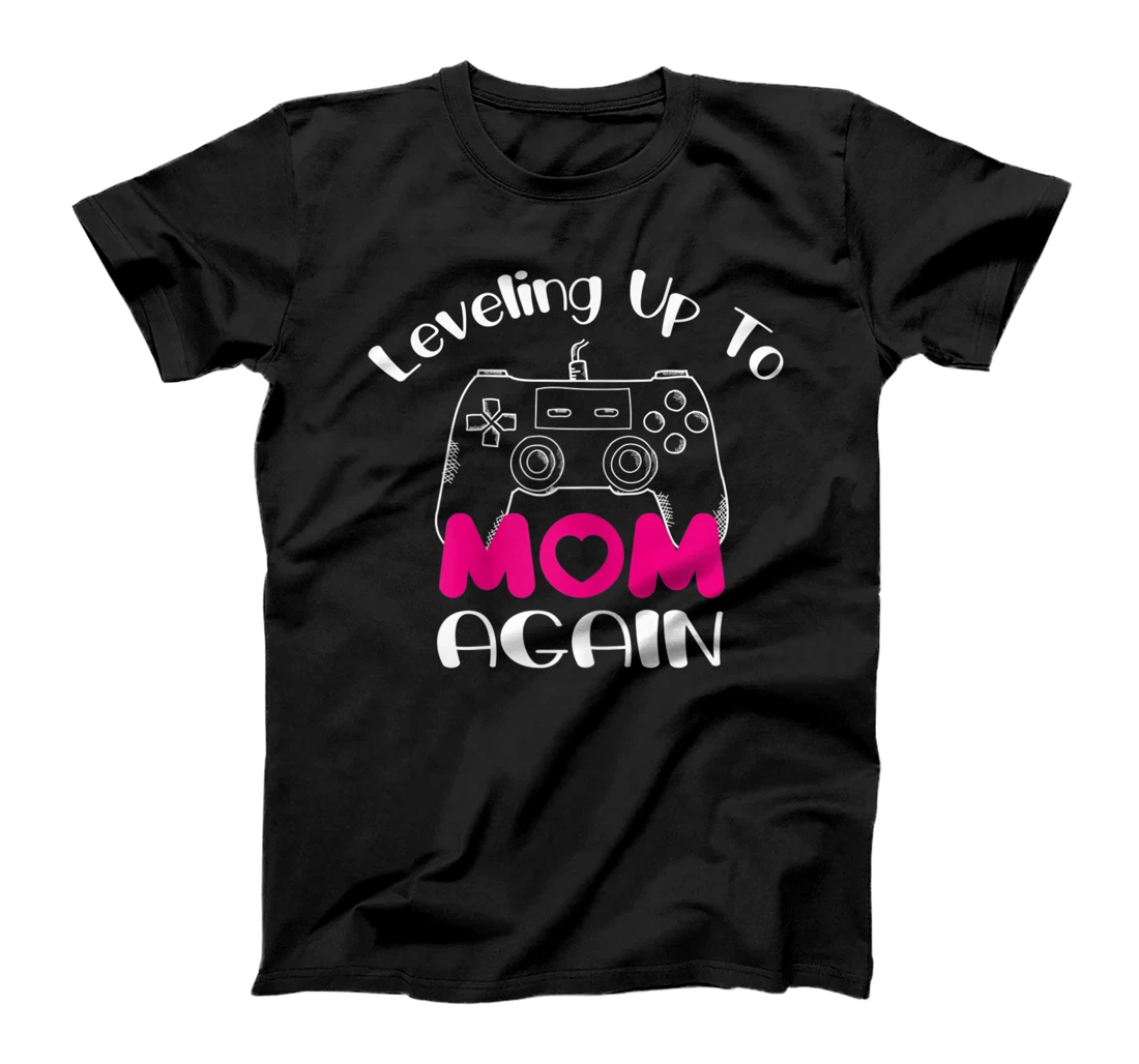 Womens Leveling Up To Mom Again Funny Pregnancy Announcement T-Shirt, Women T-Shirt