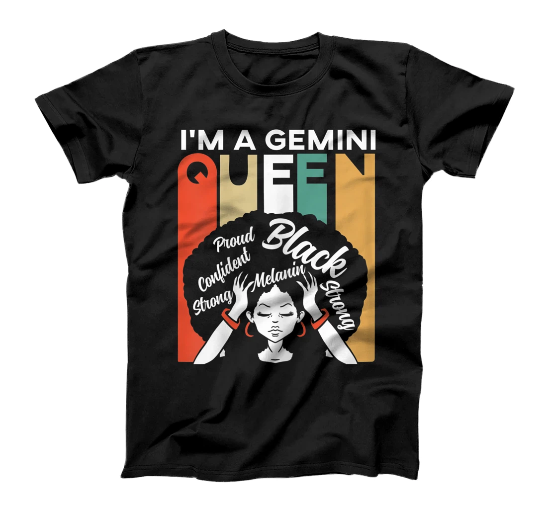 I'm a Gemini Queen Zodiac Sign Black American Astrology T-Shirt, Kid T-Shirt and Women T-Shirt