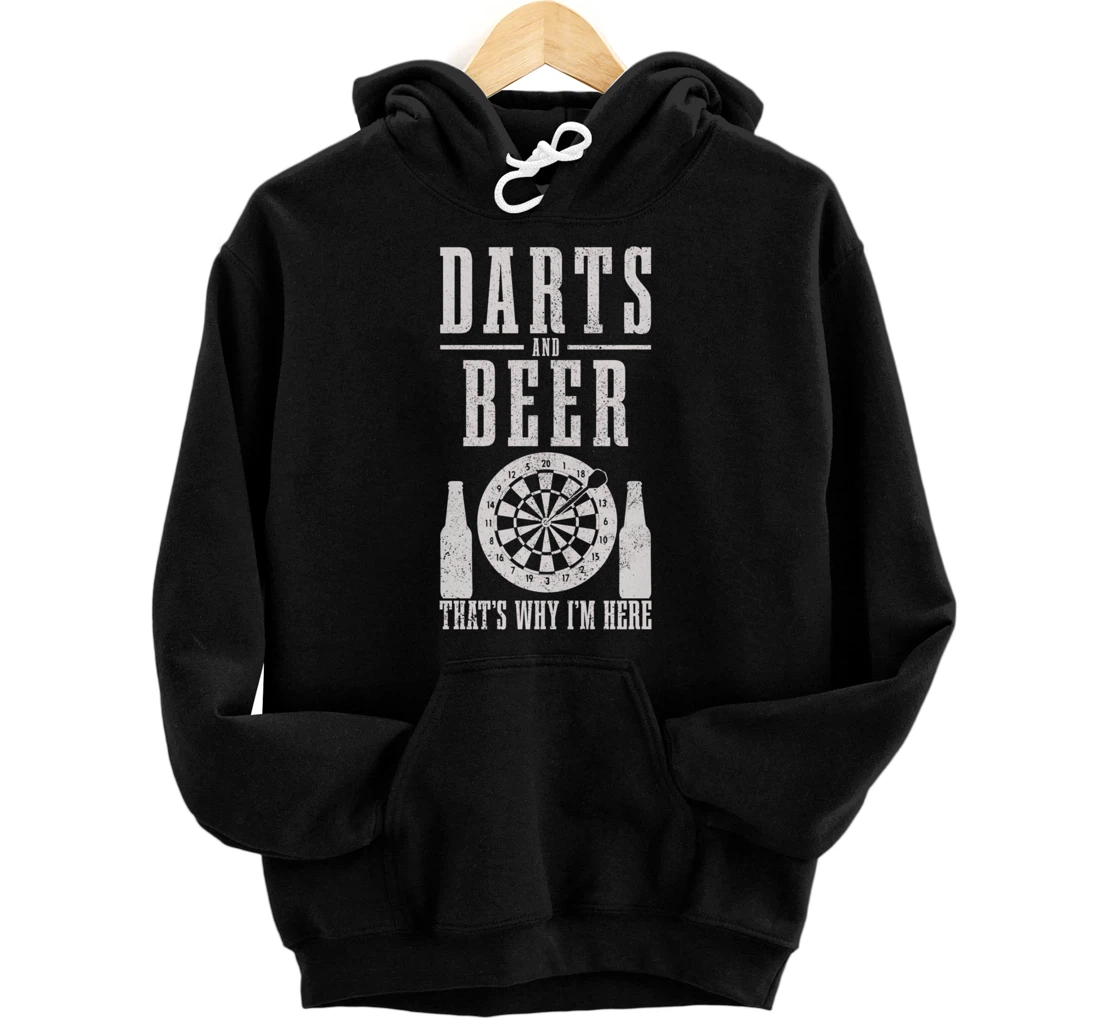 Personalized Darts & Beer That's Why I'm Here Funny Darts Player Vintage Pullover Hoodie