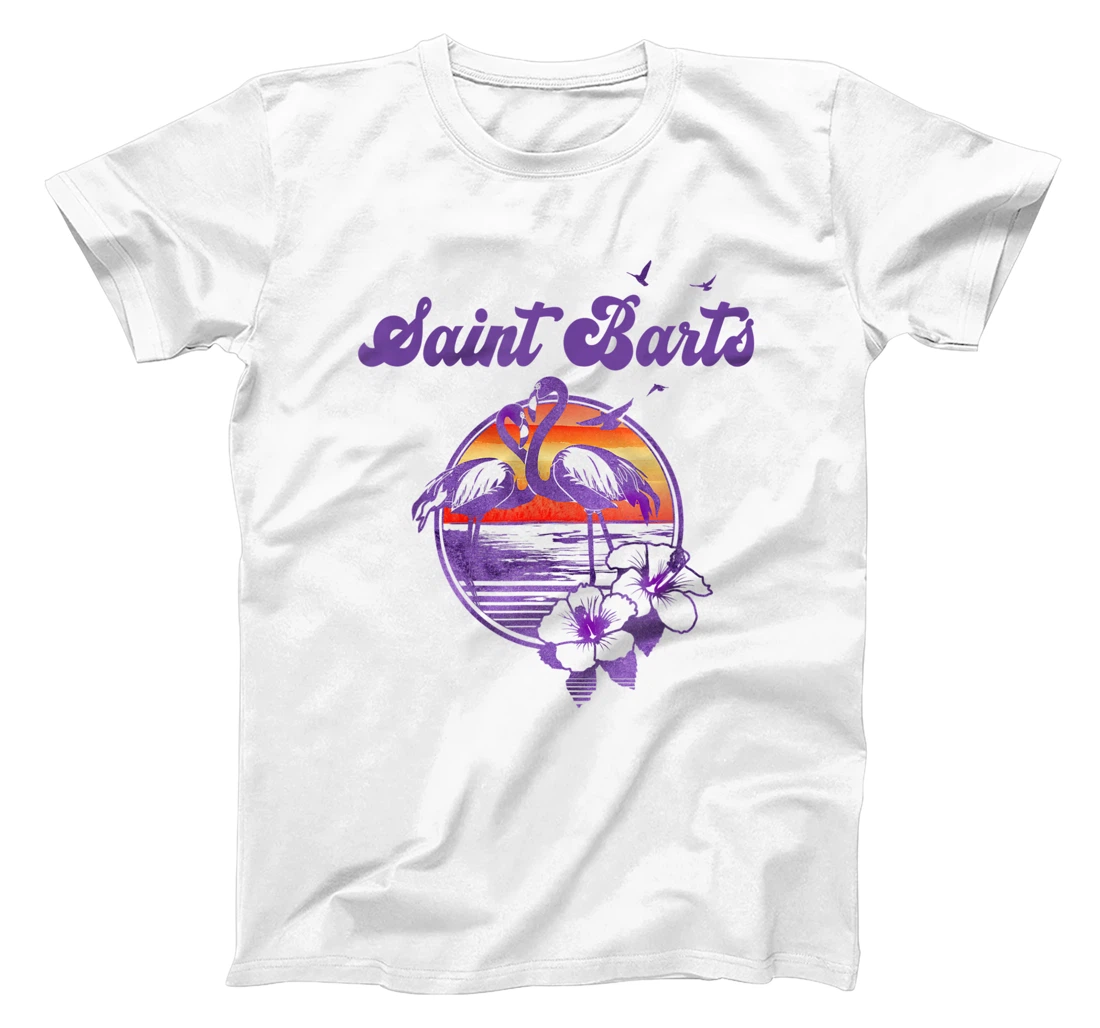 Personalized Retro Saint Barts Flamingo Hibiscus Flower T-Shirt, Kid T-Shirt and Women T-Shirt