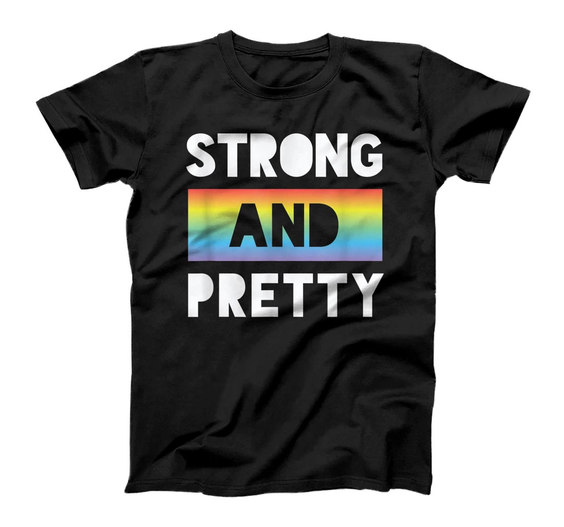 Personalized Strong And Pretty - Gay Pride Rainbow Lifting Workout T-Shirt, Women T-Shirt