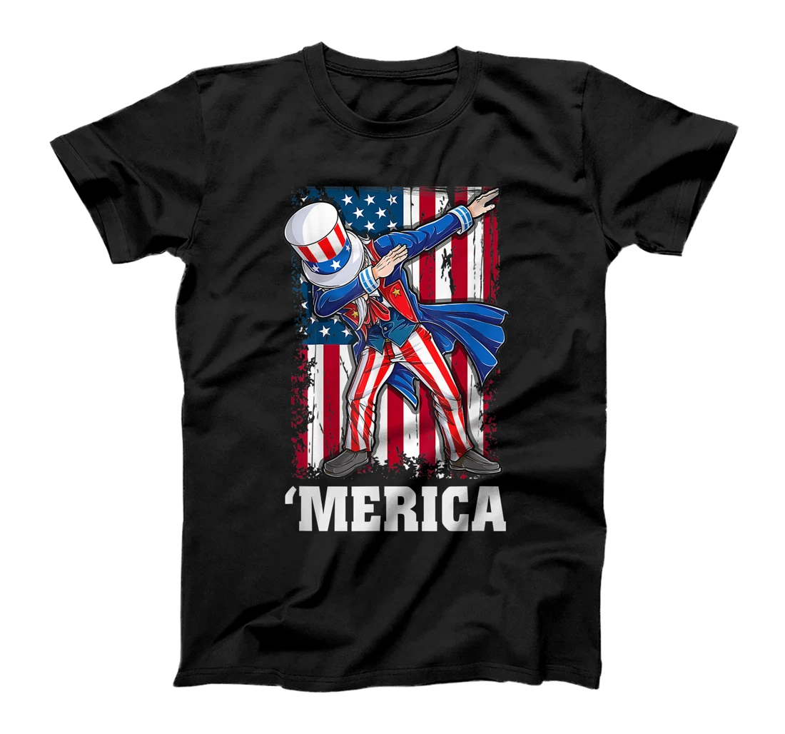 Personalized Womens 4th of JULY Shirt MERICA DABBING UNCLE SAM American USA Flag T-Shirt, Kid T-Shirt and Women T-Shirt