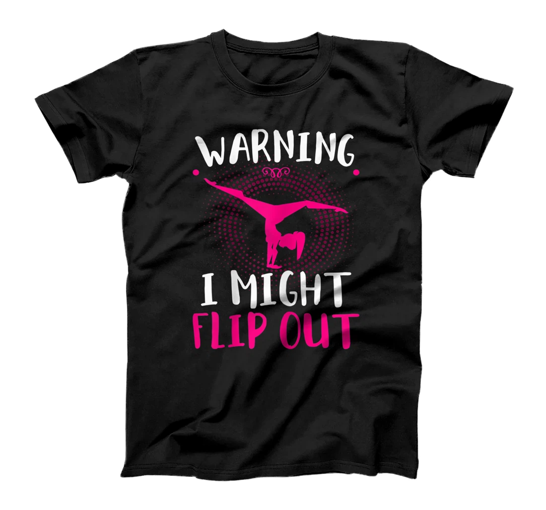 Personalized Cute Warning I Might Flip Out Gymnastics Cheerleader Fun T-Shirt, Kid T-Shirt and Women T-Shirt