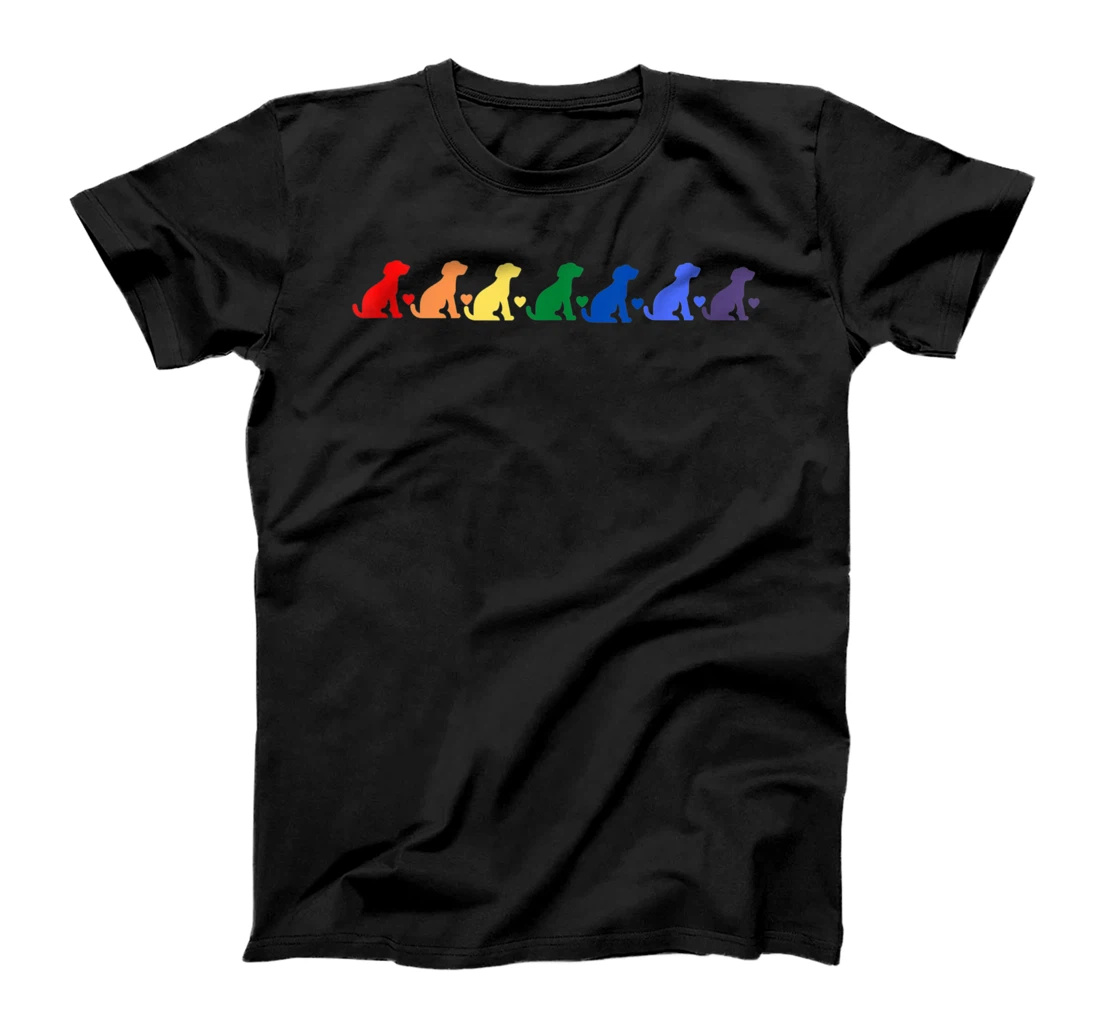 Personalized Cute LGBTQ Retro Dog Rainbow Gay Pride Dog Lover's Tee T-Shirt, Women T-Shirt