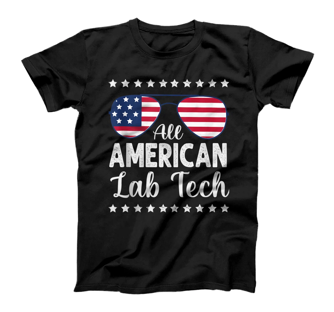 Personalized All American Lab Tech 4th Of July Apparel Sunglasses Flag T-Shirt, Women T-Shirt