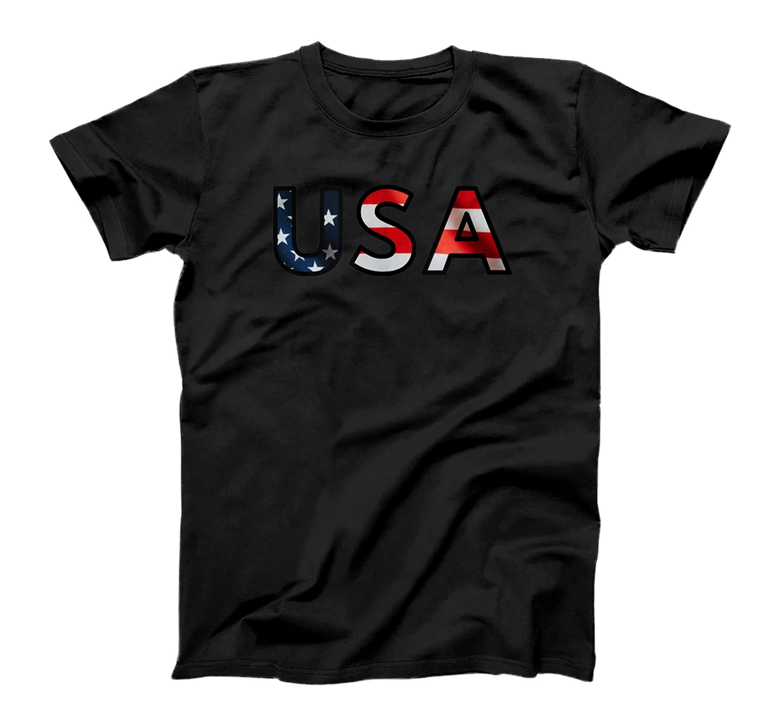 Personalized USA US Flag Patriotic 4th of July America T-Shirt, Women T-Shirt