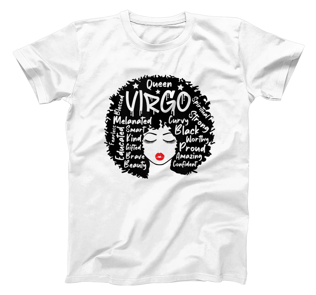 Personalized Virgo Queen Zodiac Afro Hair Style Personality Qualities T-Shirt, Women T-Shirt