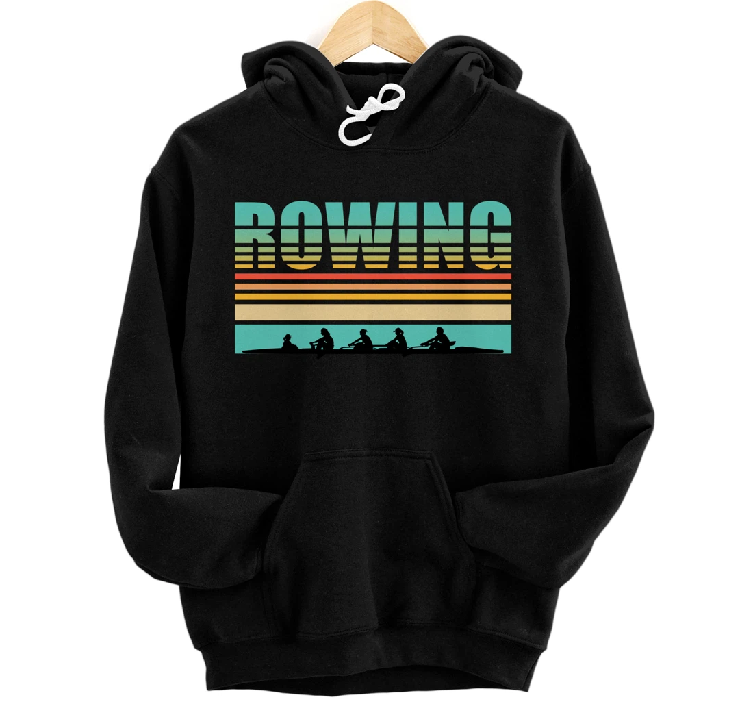 Rowing Team Retro Art Coxswain Sculling Row Pullover Hoodie