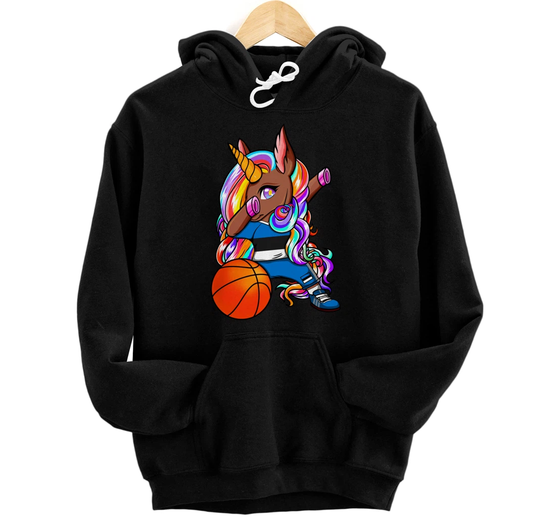 Dabbing Brown Skin Unicorn Estonia Basketball Fans Jersey Pullover Hoodie