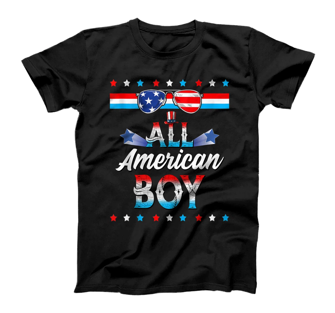 Personalized 4th July All American BOY Patriotic Family Matching USA Flag T-Shirt, Women T-Shirt