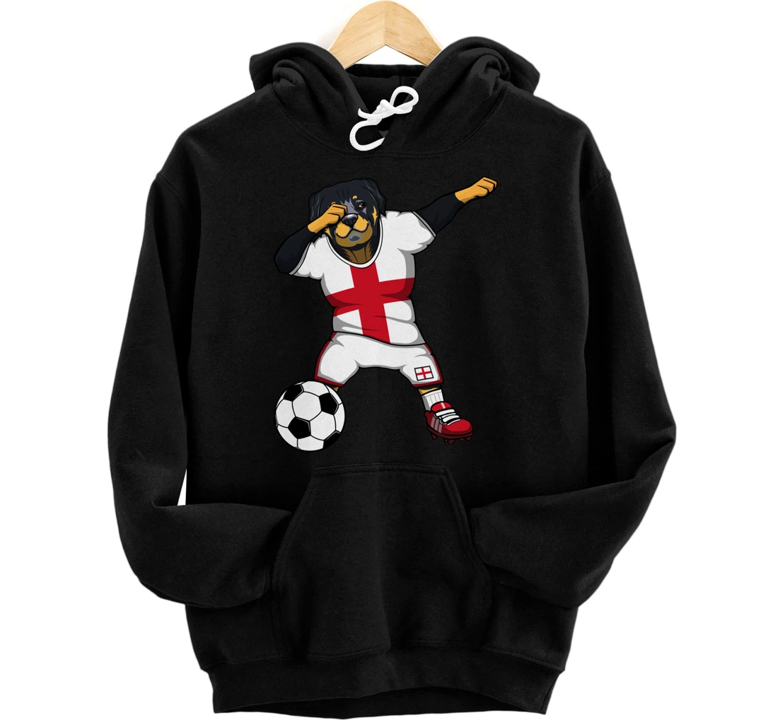 Personalized Dabbing Rottweiler England Soccer Fans Jersey Football Lover Pullover Hoodie