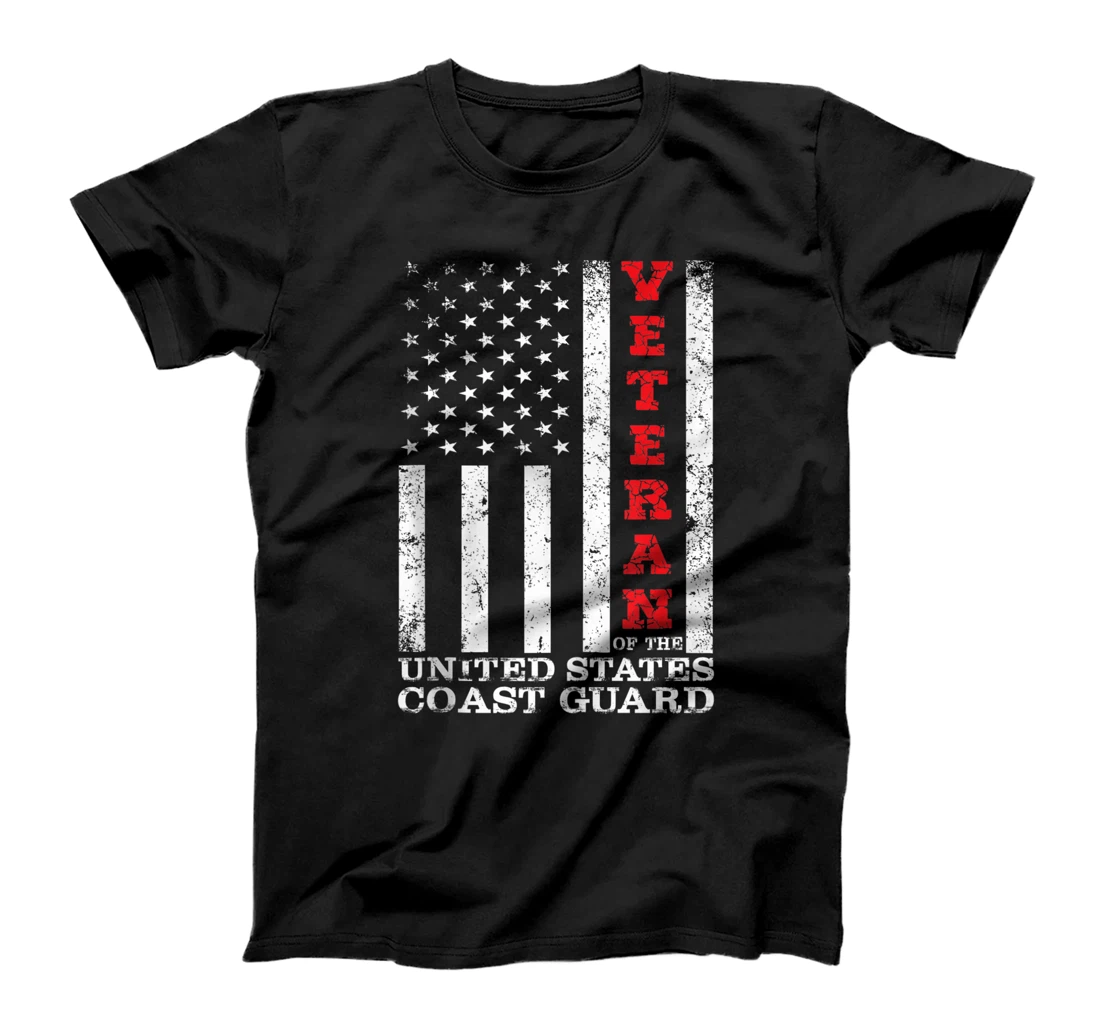 Personalized US Coast Guard Veteran USCG American Flag 4th of July T-Shirt, Women T-Shirt