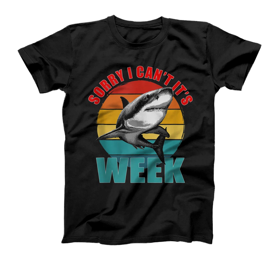 Personalized Vintage Sorry I Can't It's Week Funny Shark Tshirt Retro T-Shirt, Women T-Shirt