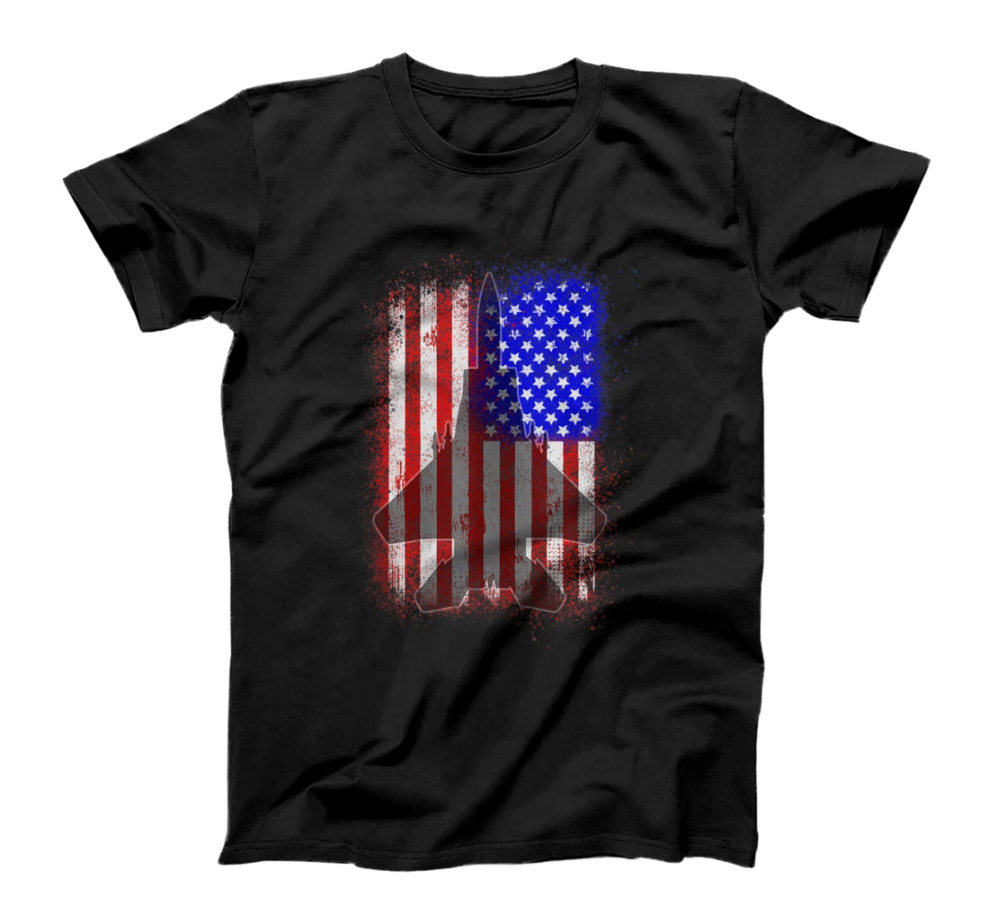 Personalized Patriotic Air Force F15 Veterans 4th of July American Flag T-Shirt, Women T-Shirt