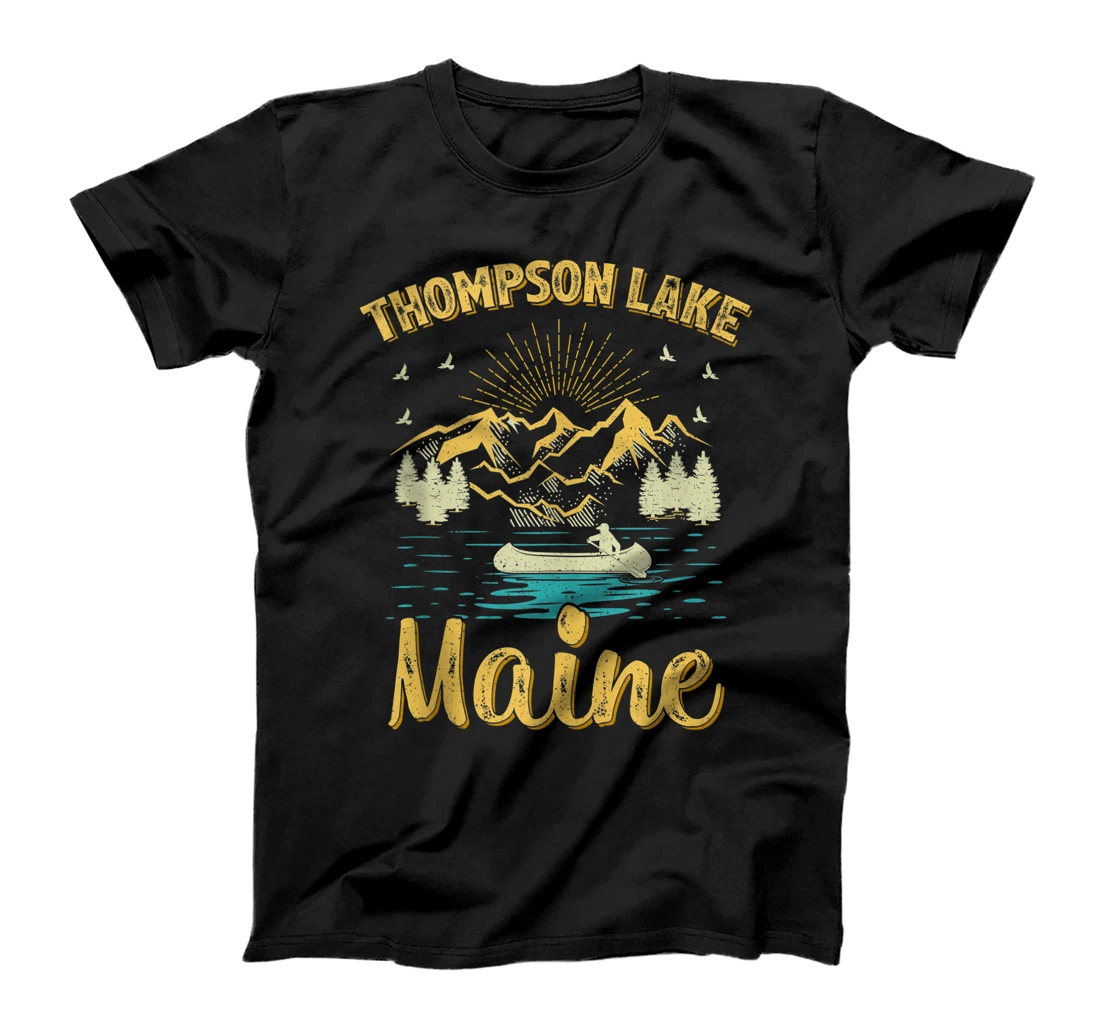 Personalized Summer Vacation Retro Mountain Maine Thompson Lake T-Shirt, Women T-Shirt