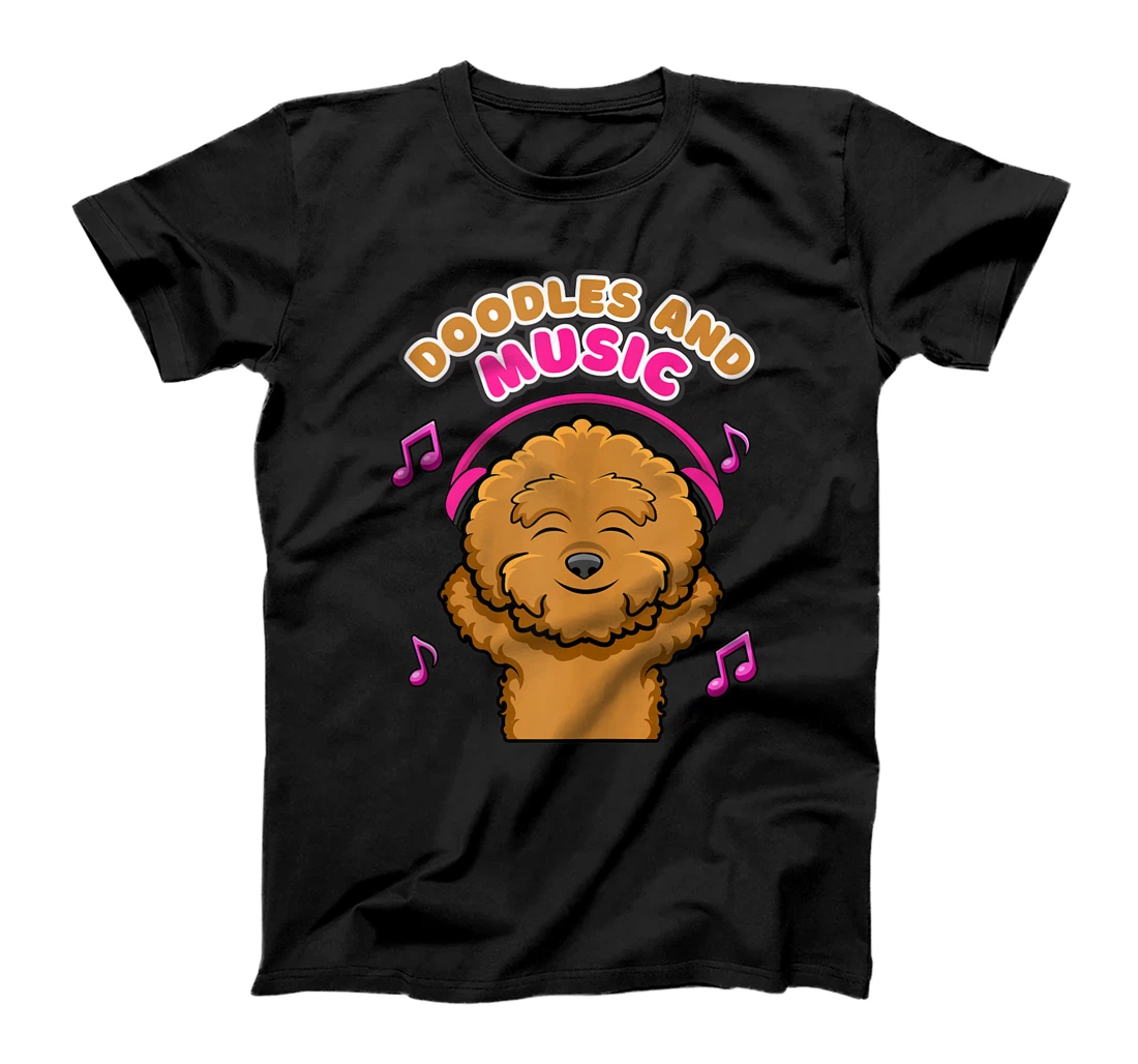 Personalized Goldendoodle and Musician Music Notes Clef T-Shirt, Women T-Shirt