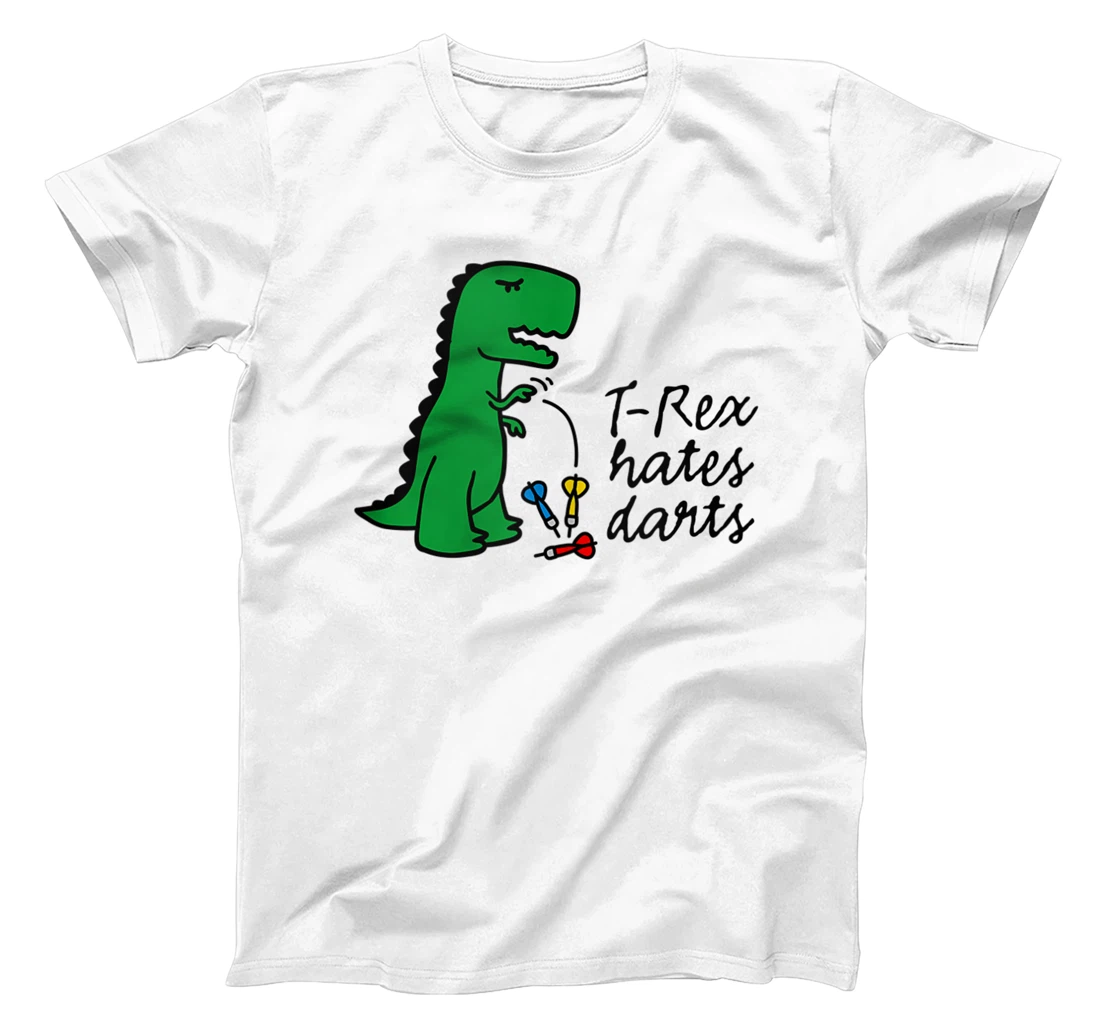 Personalized T-Rex hates darts dinosaur darts player funny darts T-Shirt, Women T-Shirt